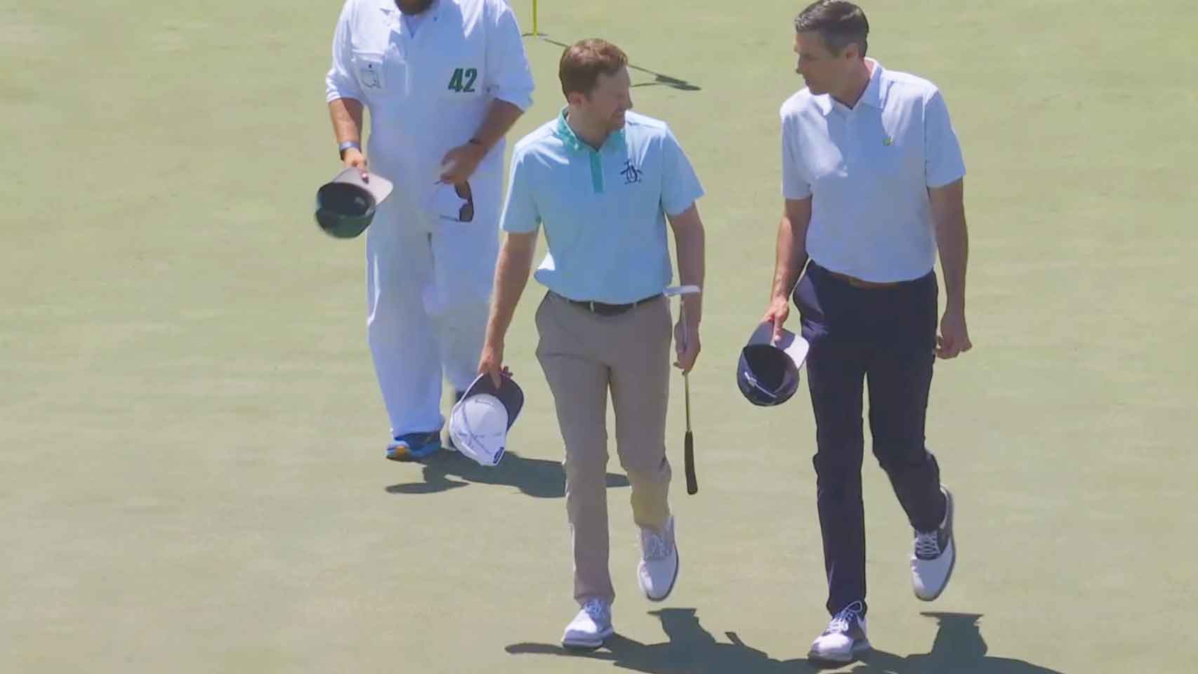 Brian Campbell and Michael McDermott during the third round of the 2025 Masters Tournament at Augusta National Golf Club