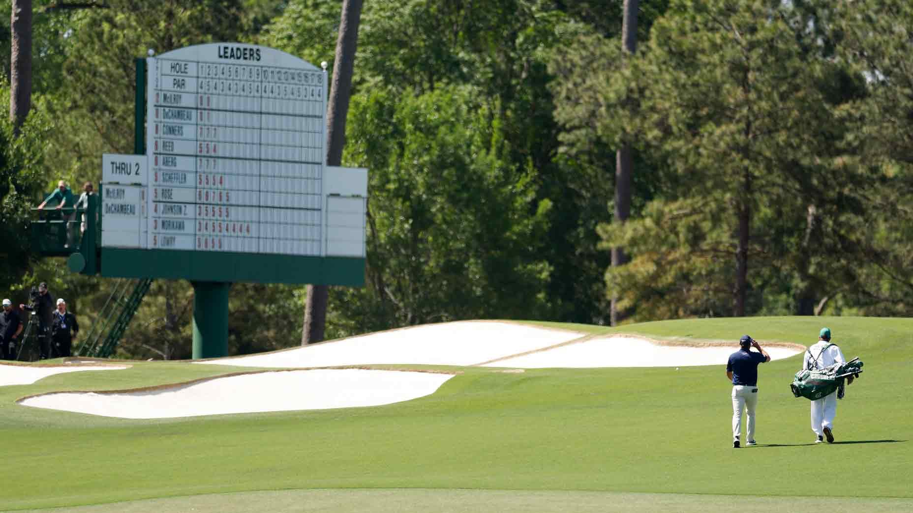 Bryson DeChambeau of the United States walks on the third hole during the final round of the 2025 Masters Tournament at Augusta National Golf Club on April 13, 2025 in Augusta, Georgia.