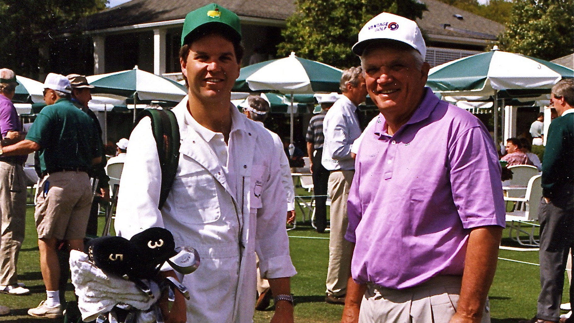 Kye Goalby with his father, Bob, at the Masters